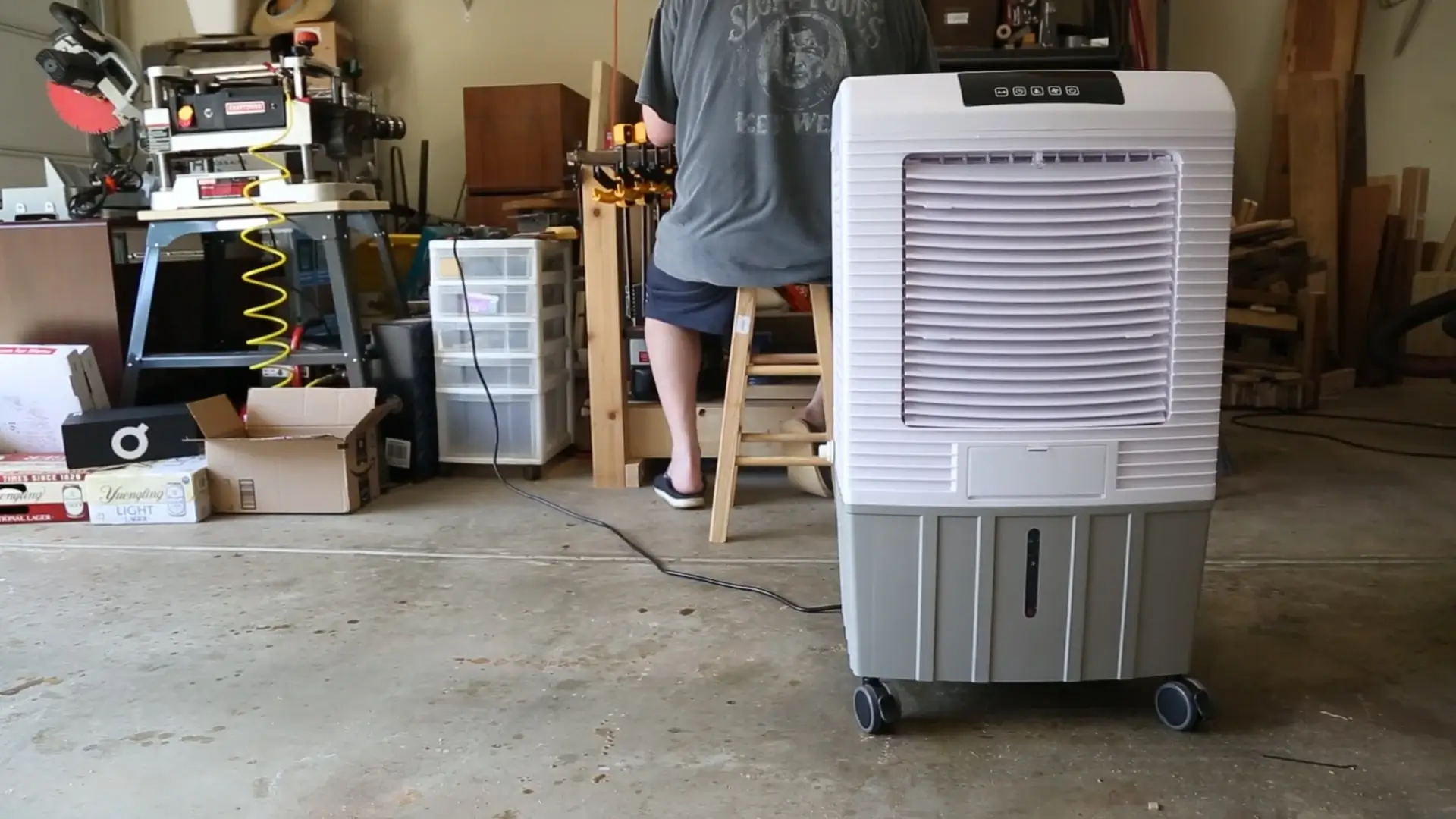 Evaporative-cooler-in-garage